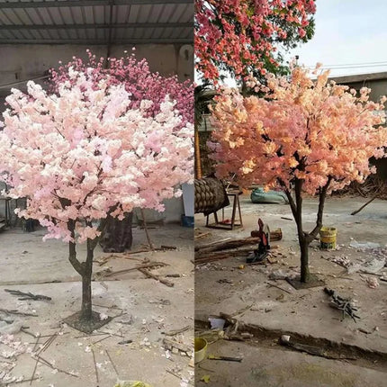 Simulation cherry tree double layer blooming cherry large plant cafe hotel shopping mall floor decoration props fake tree