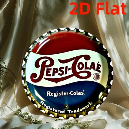 8x8" Round Pepsi Bottle Cap Sign - Aluminum "Register Col" Wreath Decor, Ideal for Office Wall Art, Holiday Season Decor