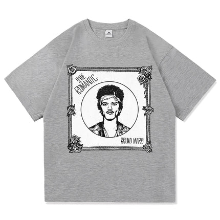 Bruno Mars The Romantic Tee Shirt 2026 New Album Retro Men/women Clothing Harajuku High Quality Tops Cotton TShirts Vintage