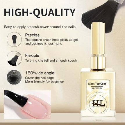 15ml Gel Gel Top Coat and Base Coat Set - Shiny Top Coat, Long Lasting High Gloss,Soak Off LED Nail Lamp Gel Base