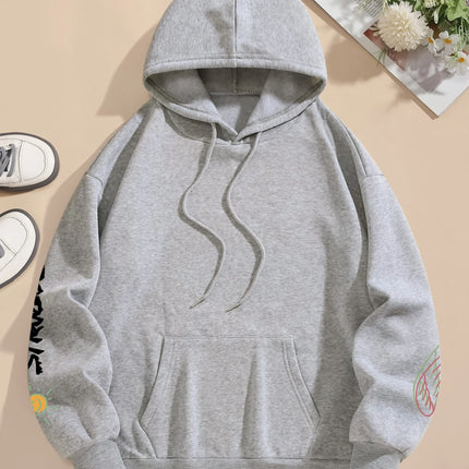 Street Women Sweatshirts Endless Struggle Graffiti Bear Printed Hoodies Crewneck Loose Pullover Fleece Warm Female Tops Clothes