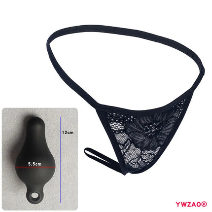 YWZAO Plug Anus Panties Fisting Ass Anal Erotic Invisible Thong Women Sexy Underwear Toys Butt Dildo Adult N11 Black Combination