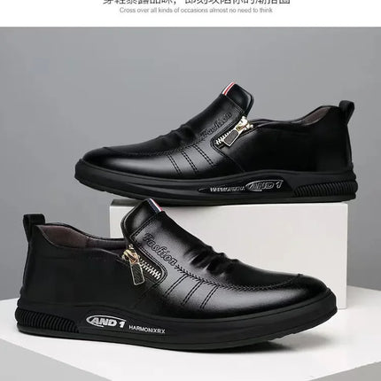 Casual Leather Shoes Men Loafers Trend Brand Business Shoes Autumn Slip on Flat Man Sneakes Comfortable Moccasins Zapatos Hombre