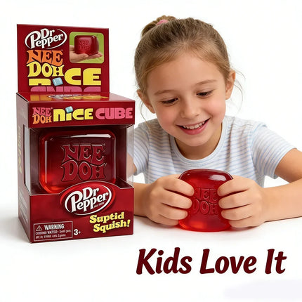 &Dr Pepper x NeeDoh Nice Cube Squishy Stress Relief Toy, Soft Squeeze Fidget Cube for Kids & Adults, Anxiety Relief Sensory Toy