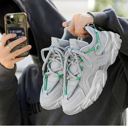 Men's Thick Sole Sport Shoes Simple Fashionable Casual Sneaker High Quality Rubber Plastic Male Athletic Shoes Chunky Sneakers