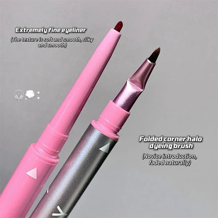 2 in 1 Punk Red Eyebrow Eyeliner GelPencil with Angled Brush Smudge-Proof Waterproof Smooth for Brow & Lying Silkworm Eye Makeup
