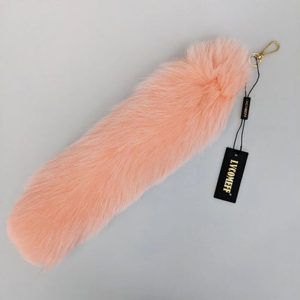 natural fox fur tail keychain furry 2024 chic y2k  beautiful accessory length 40 cm Car Keychains For Women