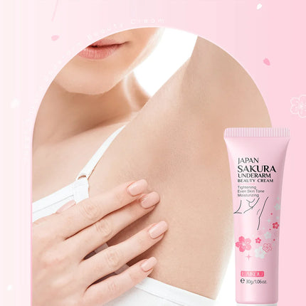 Japan Sakura Underarm Tightening Cream Knee Buttocks Dark Skin Bleach Improve Melanin Pigmentation Dull Moisturizing Brighten