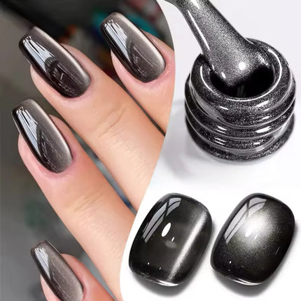 1pcs 12ML Winter 2026 New Black Glass Bead Pearl Cat's Eye Gel Nail Polish Hot Selling Black Nails Salon Use Nail Stuff