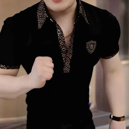 Summer Fashion Short Sleeve Polo Shirt Men's Slim Fit Business Casual Versatile Turn-down Collar Top Quality Material