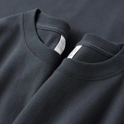 Men's and Women's T-shirts 300G Heavy Gray-purple Round Neck Short-sleeved T-shirts Women's Basic Pure Cotton Simple