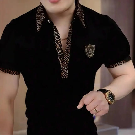 Summer Fashion Short Sleeve Polo Shirt Men's Slim Fit Business Casual Versatile Turn-down Collar Top Quality Material