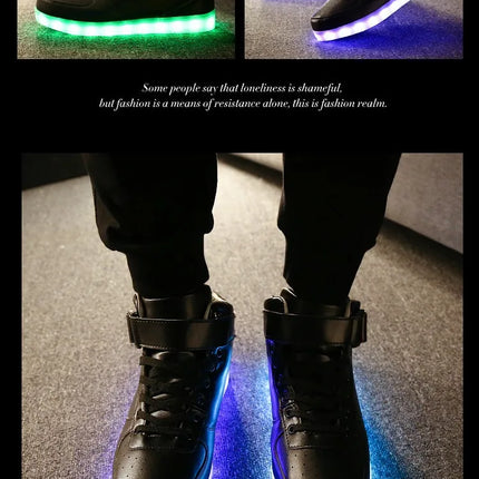 Wholesale LED Light-Up Shoes Plus Size High-Top Charging Colorful Night Fluorescent Couple Board Shoes From China Mainland