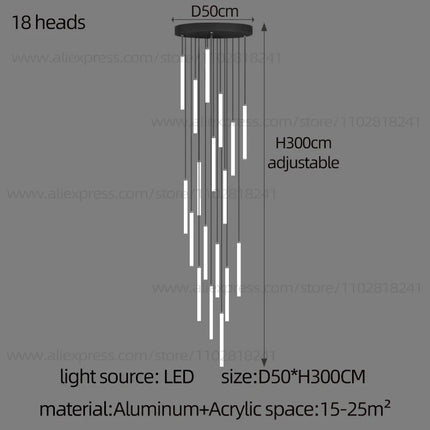 Minimalist Chandelier LED Stair Strip Lamp Duplex Building Interior Lighting Lamps Modern Dining Table Living Room Pendant light
