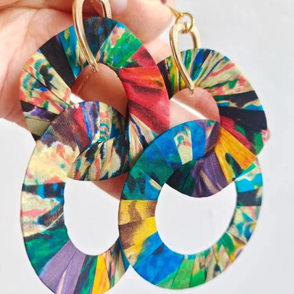 Original Design Handmade Custom Silk Earrings Exaggerated Large Hoops Fashionable Minimalist Women's Large Loop Earrings