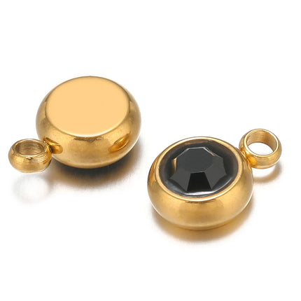 20pcs Stainless Steel 6mm Gold Rhinestone Beads Crystal Charms Zircon Pendants for DIY Necklace Bracelet Jewelry Making Findings