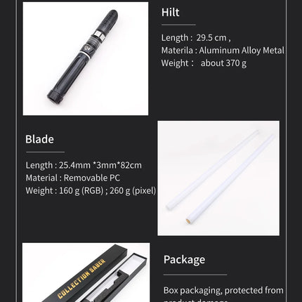TXQSABER Heavy Dueling Smooth Swing Customized Pixel Lightsaber 1 inch Blade 12 Colors Cosplay Blaster Laser Sword Kids Toys