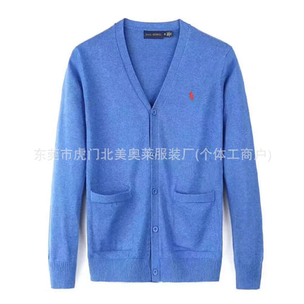 Winter New Style RL Horse Logo Men's Knitted Sweater Button Cardigan Business Casual Cotton Sweater Breathable Machine Washab...