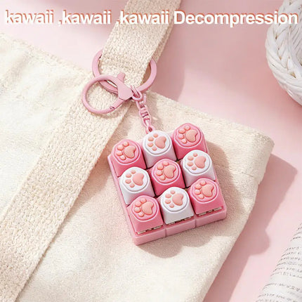 9 Keys Keyboard Key Toy Cat Paws Finger Button Stress Relief Toys Mechanical Keyboard Keycaps Keychain Office Decompression Calm