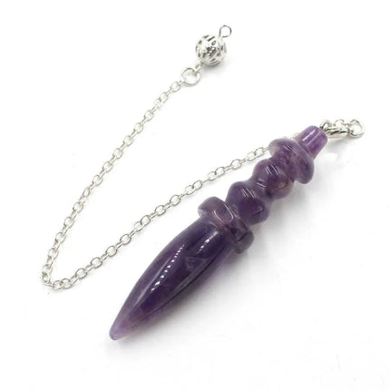 Natural Stone Pendant Egyptian Crystal Pendulum for Divination Dowsing Reiki Pink Clear Quartz Amethysts Black Onyx Pendulo X130