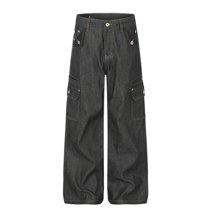 Men High Street Fashion Multi-Pocket Loose Casual Wide Leg Cargo Jeans Women Y2k Streetwear Denim Baggy Jeans Pants Trousers