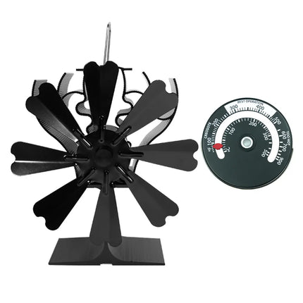 6leaf fireplace fan,winter warm home efficient heat distribution Winter fireplace fan Hot blast stove fan ecological quiet black