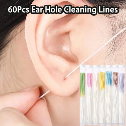 60Pcs Ear Hole Cleaner Tool Ear Piercing Cleaning Effective Disposable Ears Studs Anti-Blocking Ear Line Makeup Aftercare Tools