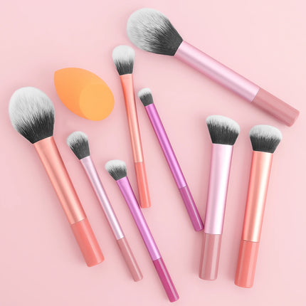 8PCS classic daily makeup brush set &1PC large wet and dry dual-use beveled beauty egg - suitable for daily facial makeup