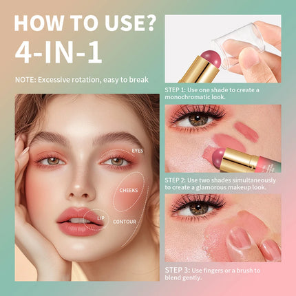 Lakerain Butter Makeup Stick Nature Bronze Colored Matte Effect Moisturizing Smooth Dual-head Design Multi-purpose Makeup Stick
