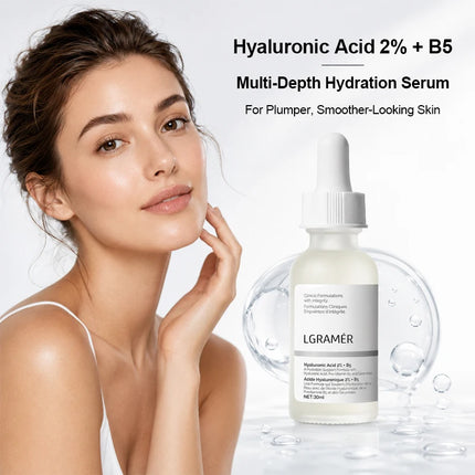 2% Hyaluronic Acid + B5 Serum with Ceramide Multivitamin Moisturizing Essence 30ml Soft Smooth Skin Facial Care Liquid