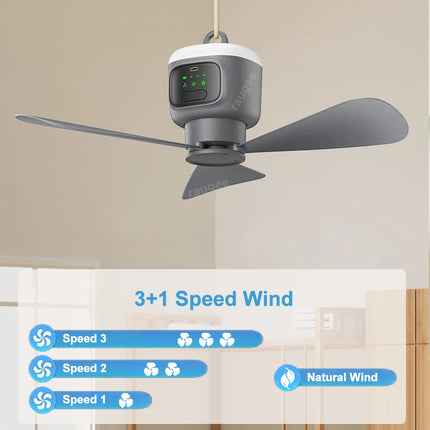 12000mAh Ceiling Fans Portable Camping Fan Tent Air Circulator Cooler Outdoor Rechargeable Electric Fan LED Light Remote Control