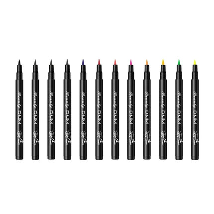 DNM 12 Colors Eyeliner Pen Waterproof Soft Sponge Head Silkworm Pen Quick Dry Black Natural Coloring Liquid Eyeliner White