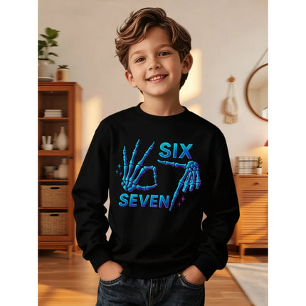6 7 Meme Kids Sweatshirts Funny Digital Graphic Hoodie Casual Long Sleeve Top Loose Comfortable Streetwear Fashion Boys Clothes