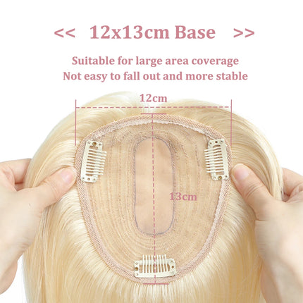 12x13cm Skin Scalp Topper Hair Piece Clip in Natural Hair Topper for Women 10"-14" Straight Brazilian Remy Human Hair Topper