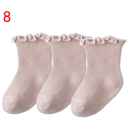 3Pair/lot New Boys and Girls Solid Color Baby Socks
