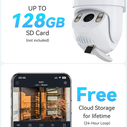 blurams 2K 2.4G Wi-Fi Home Security Camera Outdoor, 360° PTZ Camera Outside with Motion Tracking, Color Night Vision, 2-Way Talk