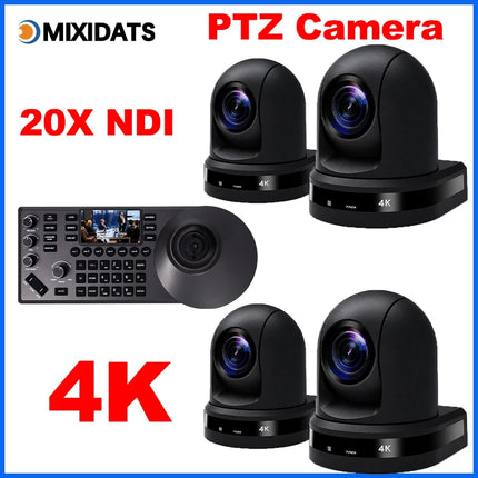 4K NDI PTZ Camera 1-10pcs 20X Zoom Video Conference Camera for Church Business Meeting Optional 1 controller keyboard kit