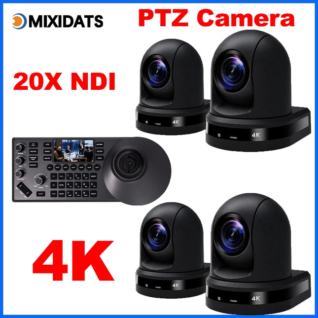 4K NDI PTZ Camera 1-10pcs 20X Zoom Video Conference Camera for Church Business Meeting Optional 1 controller keyboard kit