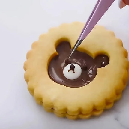 Bear Jam Sandwich Cookie Cutter 3D Pressable Fondant Stamp  Teddy Bear Biscuit Mold for Baking & Cake Decoration Supplies