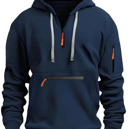 Men's hoodie with armor Men Sweatshirts Spring Thicker Pullover Half Zipper Pullover Male Hoody Sports Autumn Solid Color Coat