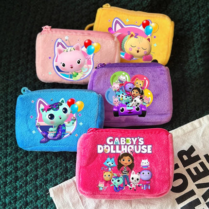 Kawaii Gabby Dollhouse Coin Purse Cute Anime Cat Headset Mini Bag Child Birthday Gifts Keychain Pendant Bags Cartoon Girl Wallet