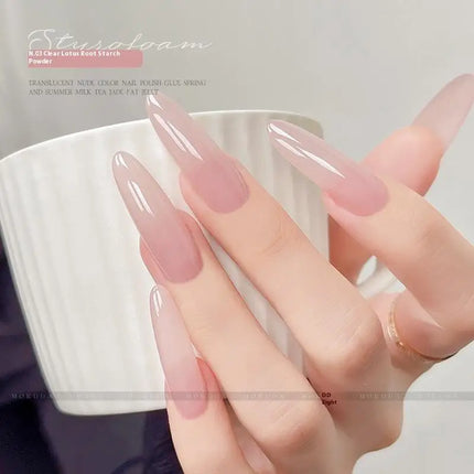 1pc 5g Nail Polish Jelly Ice Clear Nude, Peelable UV LED, Glossy Finish, Solid Color Pattern DIY Nail Art