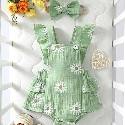 Baby's  Lovely Cute Girls Summer Sleeveless Printing Daisy  Japan&Korean Jumpsuits