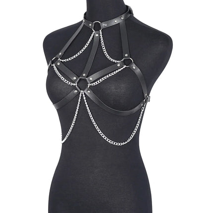 Women Fashion Chain Belt Leather Waist Belt Chest Harness Belt Corset Bondage Lingerie Punk Gothic Clothing Exotic Accessories