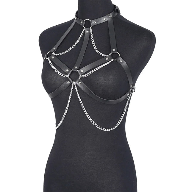 Women Fashion Chain Belt Leather Waist Belt Chest Harness Belt Corset Bondage Lingerie Punk Gothic Clothing Exotic Accessories