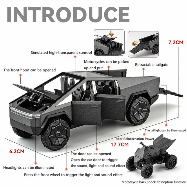1:32 Simulated Pickup Truck And Rv Alloy Car Model Sound And Light Pull Back Toy Car Off-Road Vehicle Boys Collection Ornaments