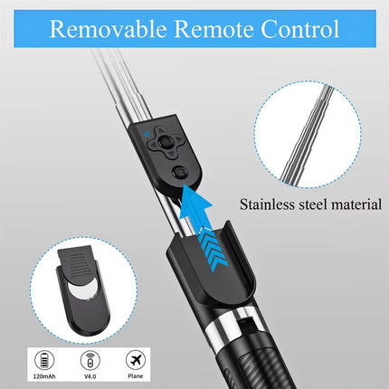 1.67M Long Extended Bluetooth Wireless Selfie Stick Live Broacast Stand Holder Tripod Foldable With Fill Light For Smartphones