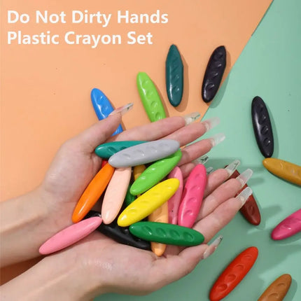 12/24/36 Colors Plastic Plastic Crayon Washable Erasable Colored Crayon Do Not Dirty Hands Peanut Shaped Wax Pencil Stationery
