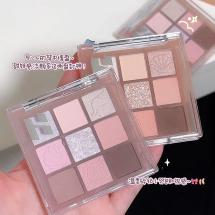 DIKALU New Shell Nine Color Eyeshadow Plate Powder Purple Low Saturation Earth Blush High Light Lying Silkworm Brightening Compr