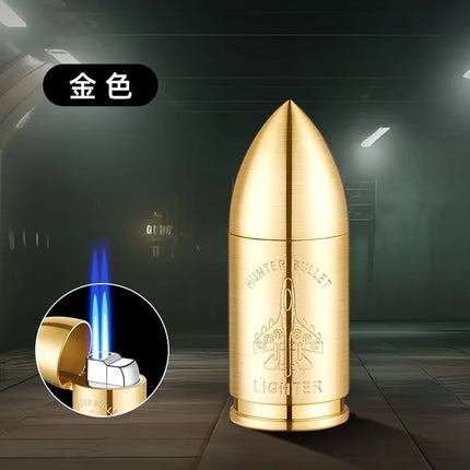 Metal Creative Bullet Sculpture Windproof Double Jet Flame Gas Torch Lighter Decoration Collection Cigar Lighters Gifts For Men